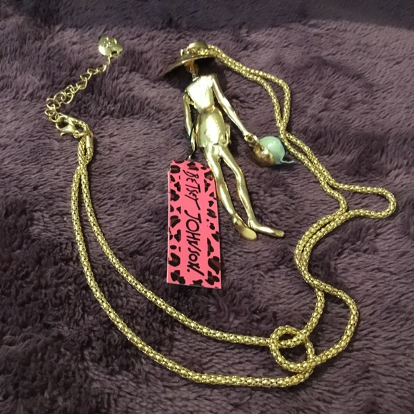 Betsy Johnson Shopper Girl Gold Toned Long Necklace! NWT - Picture 5 of 8